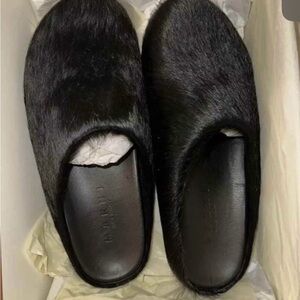 Marni Black Fur Slip-On Sneakers